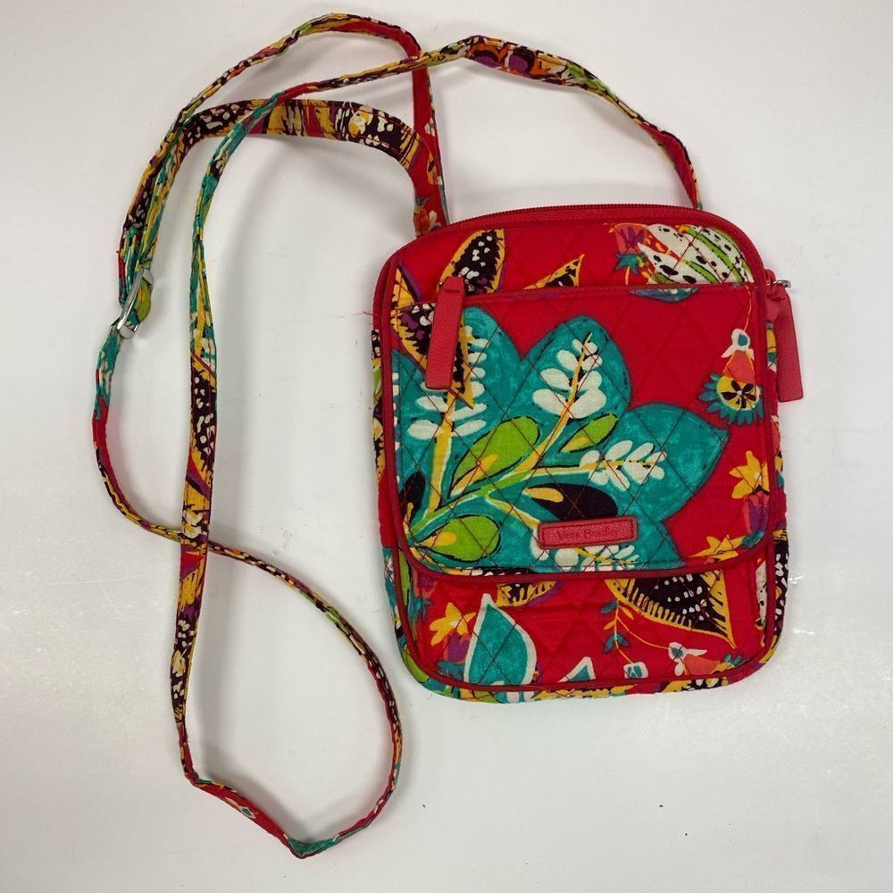 Vera Bradley Signature Cotton Red Rhumba Mini Hipster Crossbody Purse Bag